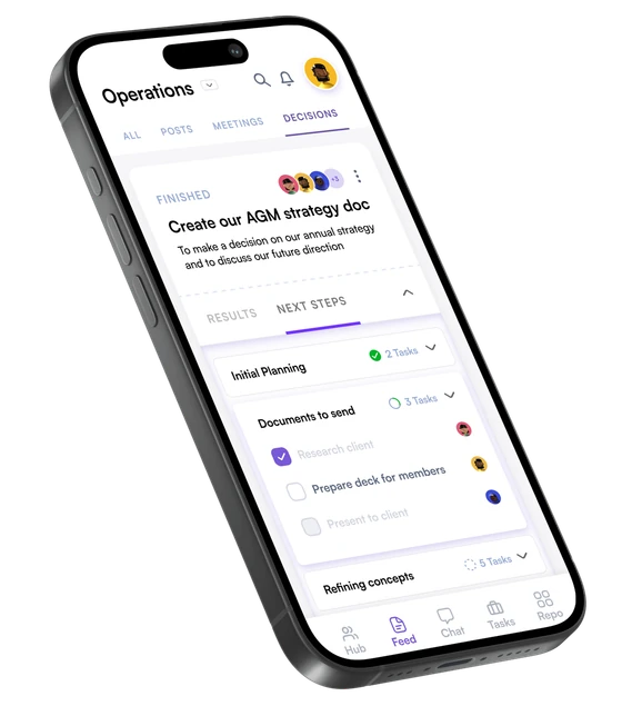 The Autono Feed open on a phone, showing a decision thread