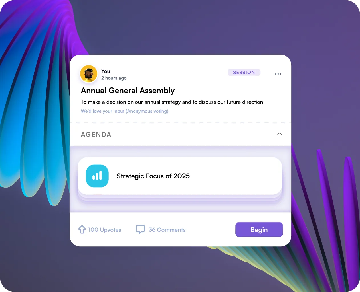 An Annual General Assembly Session in Autono, open for input with its agenda attached
